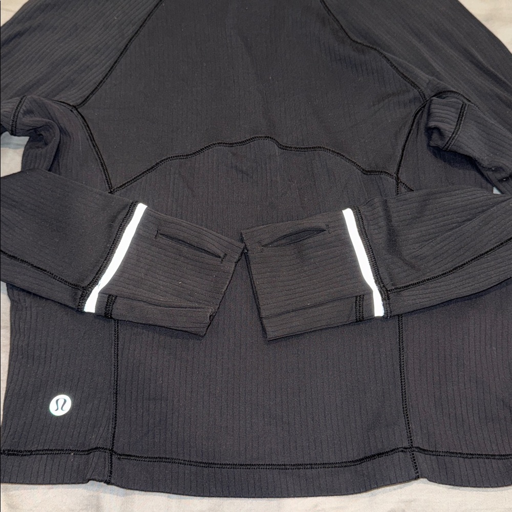 Lululemon Rulu - Run Ribbed Crop Half Zip Black Size 6 - Picture 4 of 5